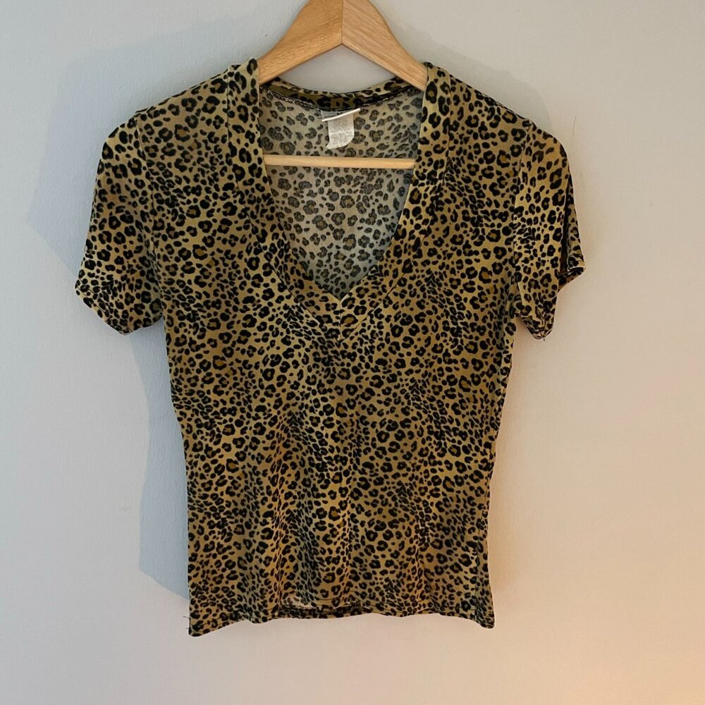 Leopard Print V Neck Top